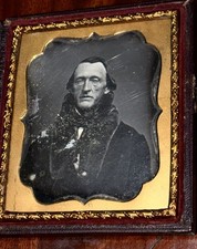 6th Plate Daguerreotype Strange Man with long Hair, possibly Fur Trapper Cased picture