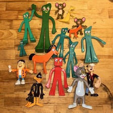 Vintage Rubber Bendy Cartoon Character Lot Gumby, Popeye, Tom & Jerry, Daffy D2 picture