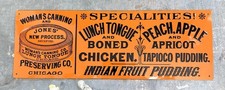 Unusual Early Reproduction Metal Embossed Advertising Sign Indian Fruit Pudding picture