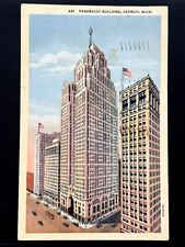 Detroit Michigan Penobscot Building 1944 Postmarked Linen Photo Image Postcard picture