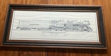 FRAMED DRAWING NKP 765 2-8-4 William D. Berkompas 1982, Train Track Frame Read picture