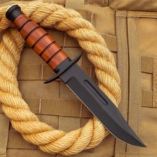 Custom Made Carbon Steel Fix Blade Bowie Knife Tactical Hunting picture