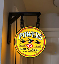 Powers Gold Label Irish Whisky Hanging Advertising Sign Estp 1791 Distillery picture