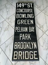 IRT NY NYC SUBWAY ROLL SIGN 1953 BROOKLYN BRIDGE BOWLING GREEN PELHAM BAY PARK picture