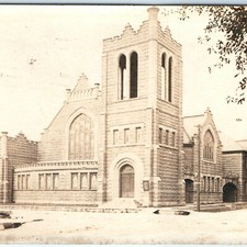 c1920s Sterling, IL Stone Church Building Gothic RPPC Real Photo Postcard picture
