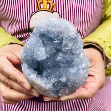 1.87LB Natural Beautiful Blue Celestite Crystal Geode Cave Mineral Specimen 199 picture