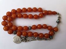 German Sandalus Cherry Amber Bakelite 33 Prayer Beads Tesbih Misbaha Rosary picture