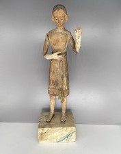 19th Century Santo Wood Carved Spanish Folk Art Articulated Arms On Base Antique picture