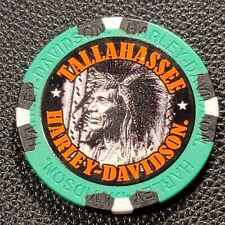 TALLAHASSEE HD ~ FLORIDA (Green/Black Wide Print) Harley Davidson Poker Chip picture