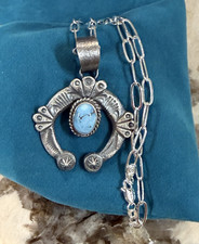Sand cast Handmade Sterling Silver Golden Hills Naja Pendant Necklace 22 inches picture