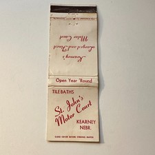St. John's Motor Court Kearney NE Vintage Matchbook Cover 5MB125-2 picture