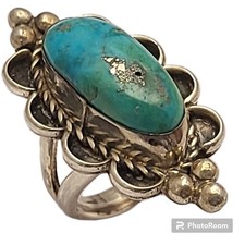 Massive Old Navajo Sonoran Gold Turquoise Sterling Silver Ringsz5  picture