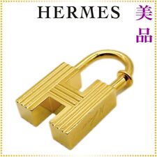 HERMES H Logo Motif 2000 Cadena Padlock Gold Accessories key Charm Auth W/Box picture