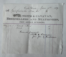Vintage 1879 Billhead Eureka Nevada Smith & Canavan Booksellers and Stationers picture