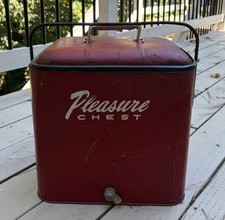 50's Vintage Pleasure Chest Ice Cooler With Bottle Opener And Plug picture