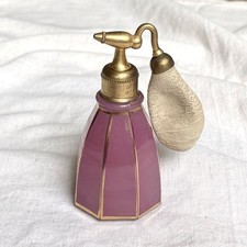Art Deco DeVilbiss Pink Frosted Glass Perfume Atomizer | Antique Vanity Bottle picture
