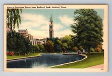 Hartford CT-Connecticut, Travelers Tower, Bushnell Park, Vintage c1951 Postcard picture