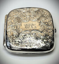 SALE Early '20s Fully Engraved Sterling Silver Smokes Case Watrous Co.  3 ozt picture