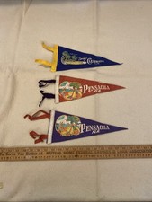 3 Vintage Felt Souvenir Pennants Clearwater Pensacola Florida  picture