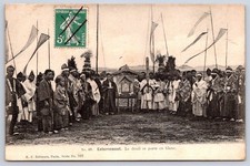 Antique funeral ceremony mourning in white traditional 1910 picture