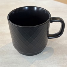 STARBUCKS Matte Black Embossed Diamond Design Ceramic Coffee Cup Mug 12 oz. 2013 picture