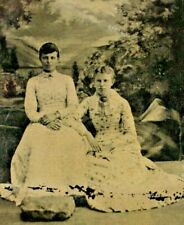 C.1880/90s Tintype. Beautiful Mother Woman & Daughter Family Portrait. Studio. picture
